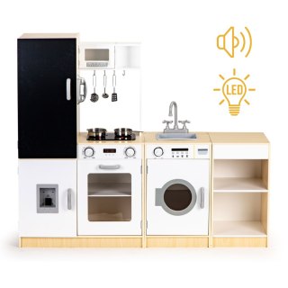 Drewniana kuchnia dla dzieci osobne segmenty XXL tablica + LED ECOTOYS