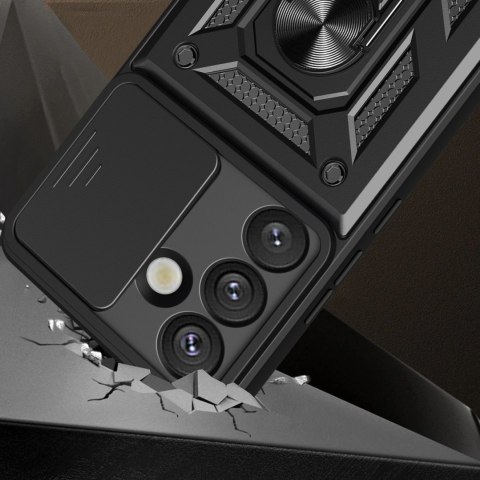 Pancerne etui Hybrid Armor Camshield z podstawką i osłoną aparatu na OnePlus 13R 5G / Ace 5 5G / Ace Pro 5G - czarne