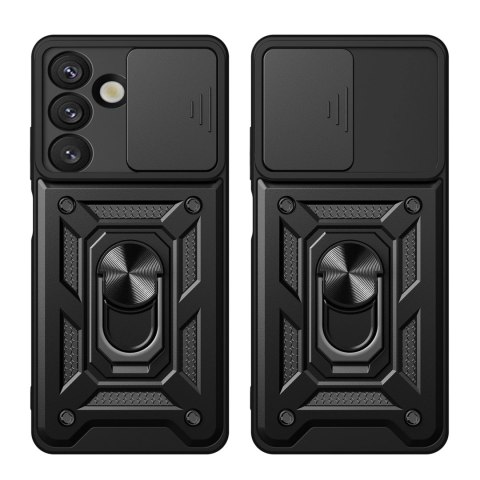 Pancerne etui Hybrid Armor Camshield z podstawką i osłoną aparatu na Oppo F29 Pro 5G - czarne