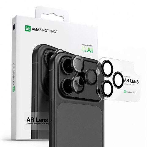 Szkło na aparat AMAZINGTHING Lens Glass na iPhone 17 Pro / Pro Max z szarą ramką aluminiową
