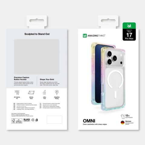 Etui AMAZINGTHING Omni na iPhone 17 Pro Max kompatybilne z MagSafe - przezroczyste-tęczowe