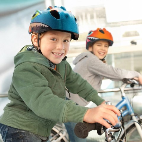 Kask rowerowy dziecięcy Wozinsky motyw smok lekki 50-54 cm - niebieski