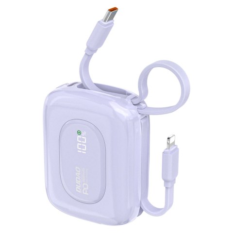 Powerbank Dudao K32 22,5W 10000 mAh z wbudowanym kablem USB-C/Lightning - fioletowy