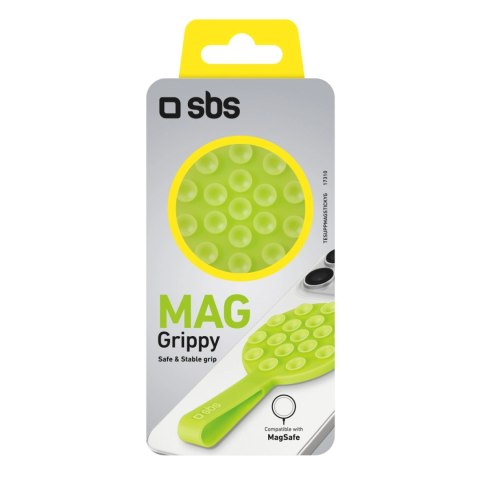 Uchwyt SBS MAG Grippy kompatybilny z MagSafe z przyssawką i uszkiem - zielony