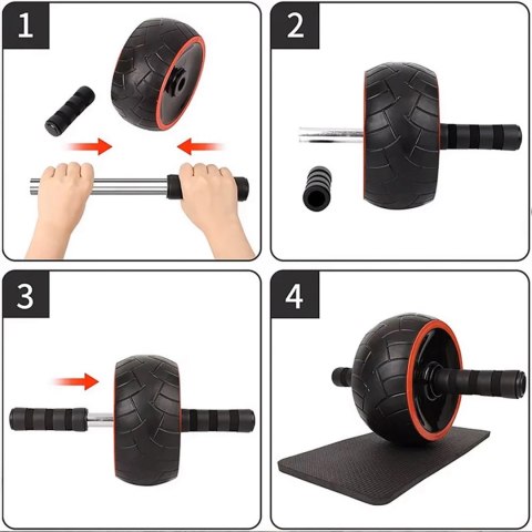 Kółko do ćwiczeń Wozinsky WKDC-17 do mięśni brzucha ab wheel z matą - czarne