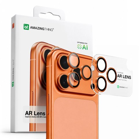 Szkło na aparat AMAZINGTHING Lens Glass na iPhone 17 Pro / Pro Max - z pomarańczową ramką