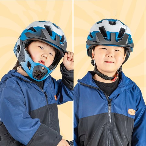 Kask rowerowy Rockbros TS-61 10110061001 dziecięcy z odpinaną szczęką rozmiar S (48-52) - niebieski