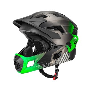 Kask rowerowy Rockbros TS-61 10110061004 dziecięcy z odpinaną szczęką rozmiar M (54-57) - zielony