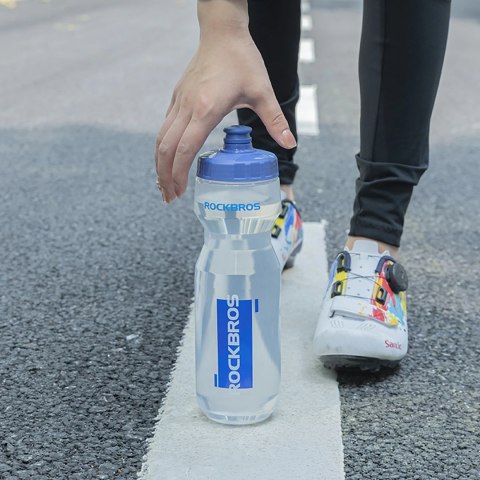 Bidon rowerowy Rockbros 750 ml - przezroczysty z niebieskim ustnikiem