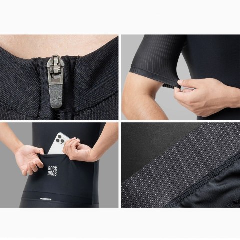 Koszulka rowerowa Rockbros 15200025 z krótkim rękawem rozmiar XL - czarna