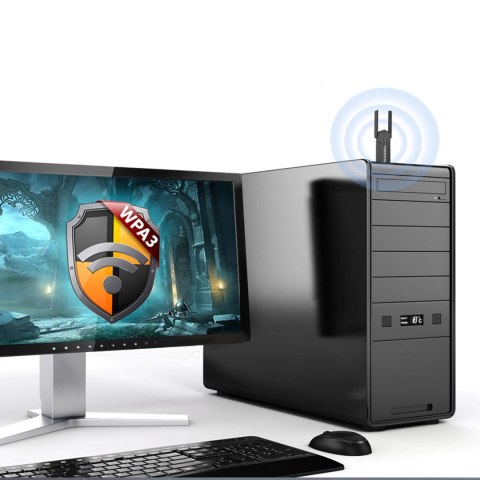 Adapter Wozinsky WAX-1800 dwupasmowy bezprzewodowy USB 3.0 WiFi 6 - czarny