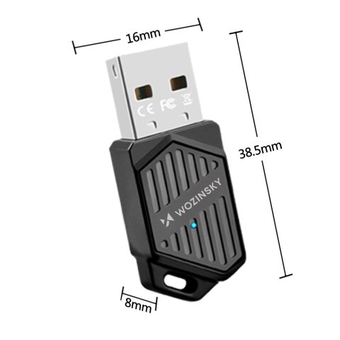 Adapter Wozinsky WAX-900 dwupasmowy USB Wi-Fi 6 z Bluetooth 5.4 - czarny