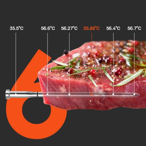 Termometr kuchenny Meatmeet S Pro z aplikacją Bluetooth do grilla piekarnika wędzarni - szary