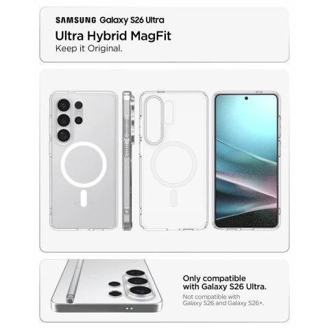 Etui Spigen Ultra Hybrid Mag MagSafe na Samsung Galaxy S26 Ultra - przezroczysto-białe