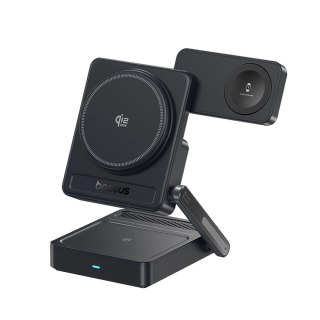 Ładowarka bezprzewodowa Baseus PicoGo AF21 3w1 Qi2.2 35W z zasilaczem EU 45W i kablem USB-C 1m - czarna