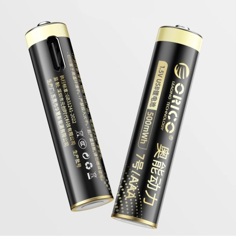 Bateria litowa Orico Ener-G EG7C AAA 1,5 V 500mWh akumulator USB-C z kablem ładującym 2 szt.