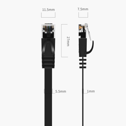 Kabel sieciowy Ethernet Orico PUG-C7B CAT7 10Gbps RJ45 internetowy LAN płaski 5 m - czarny