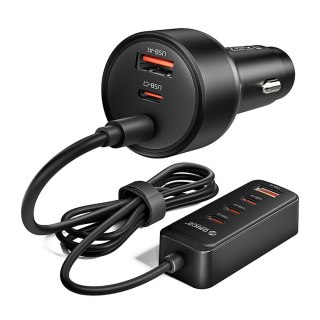 Ładowarka samochodowa Orico ChargeClip 108W 2x USB-A + 4x USB-C z klipsem - czarna