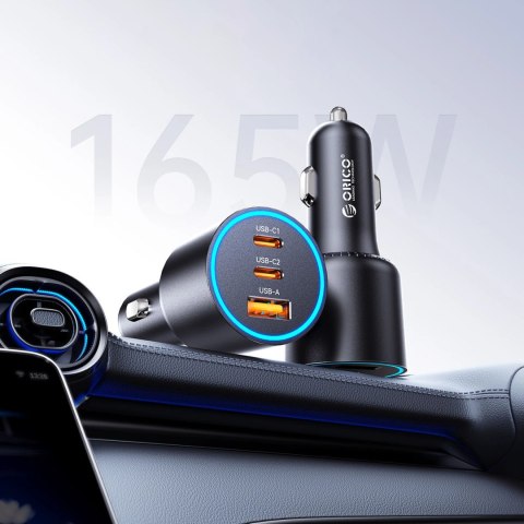 Ładowarka samochodowa Orico HyperDrive 165W USB-A + 2x USB-C - czarna