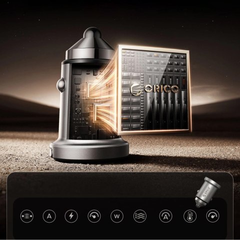 Ładowarka samochodowa Orico MiniRing Pro 45W USB-A + USB-C - srebrna