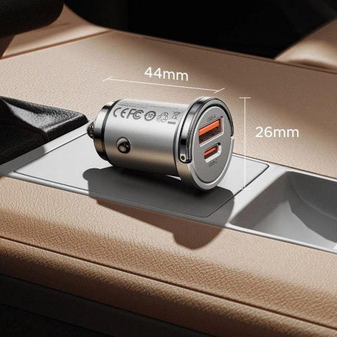 Ładowarka samochodowa Orico MiniRing Pro 45W USB-A + USB-C - srebrna