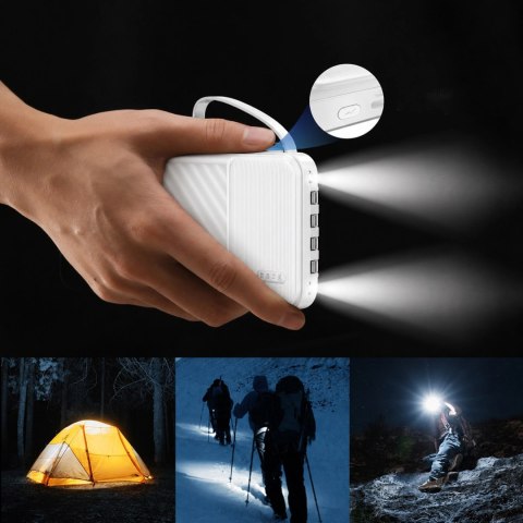 Powerbank Wozinsky W11-W 10000mAh 10W z wbudowanymi kablami i latarką - biały