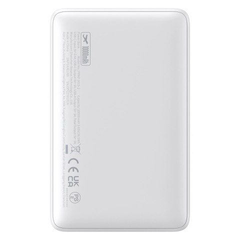 Powerbank Baseus EnerFill FP11 10000mAh 15W z białym kablem USB-C 20V/3A 30cm - biały
