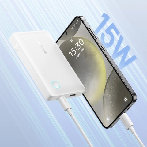 Powerbank Baseus EnerFill FP11 10000mAh 15W z białym kablem USB-C 20V/3A 30cm - biały