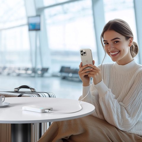 Powerbank Baseus EnerFill FP11 10000mAh 15W z białym kablem USB-C 20V/3A 30cm - biały