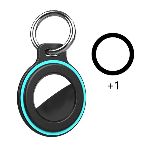 Etui na Airtag ze sprężynową klamrą zestaw 2szt. - czarny