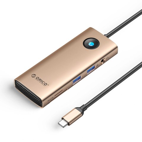 Stacja dokująca USB-C Orico PW11 8w1 2x USB-A 3.0 1x USB-C PD 100 W 1x HDMI 4K 60Hz 1x microSD/SD 1x RJ45 Gigabit Ethernet 1x Au