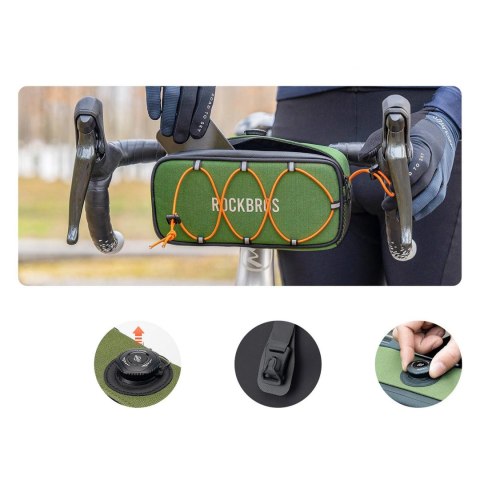 Torba rowerowa Rockbros TL001 ROAD TO SKY 1,9 l na kierownicę wodoodporna - zielona