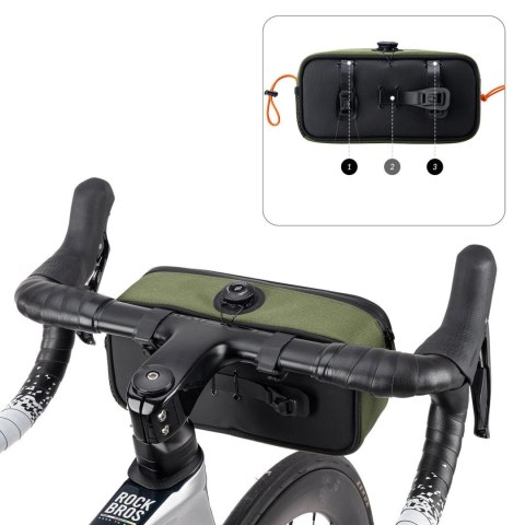 Torba rowerowa Rockbros TL001 ROAD TO SKY 1,9 l na kierownicę wodoodporna - zielona