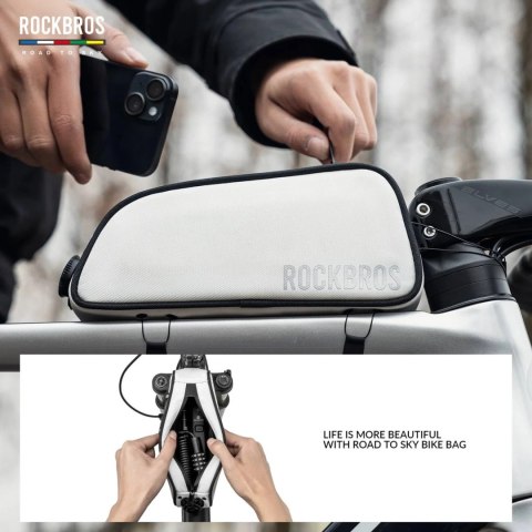Torba rowerowa Rockbros TL004 ROAD TO SKY 0,7 l na ramę wodoodporna - biała