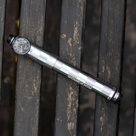 Pompka rowerowa Rockbros HQ-67A-L03 z manometrem - srebrna