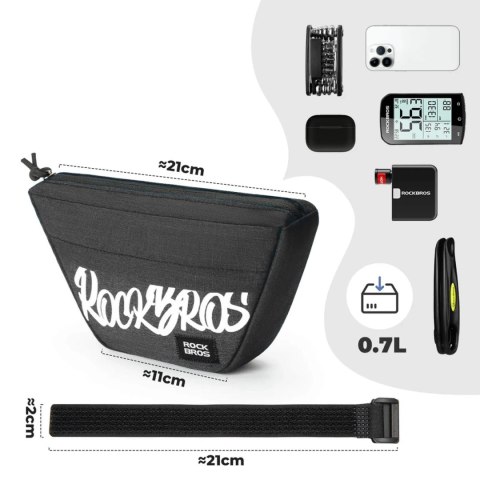 Torba rowerowa Rockbros G011 Flash Journey na kierownicę trapezoidalna 0,7 l - czarna