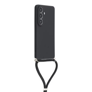 Etui na Samsung Galaxy A57 5G z wyściółką z włókna i paskiem crossbody - czarne