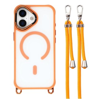 Etui na iPhone 17 z regulowaną smyczą Crossbody oraz ramką aparatu pełniącą funkcję podstawki kompatybilne z MagSafe - pomarańcz