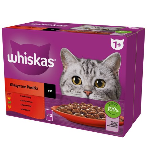 Whiskas Adult Karma Mokra Dla Kotów Wołowina Kurczak Jagnięcina Drób 12x85g