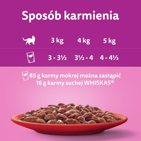 Whiskas Adult Karma Mokra Dla Kotów Wołowina Kurczak Jagnięcina Drób 12x85g