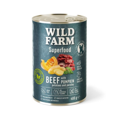 WILD FARM Superfood Beef 400g - Bezzbożowa Karma Dla Psa z Wołowiną
