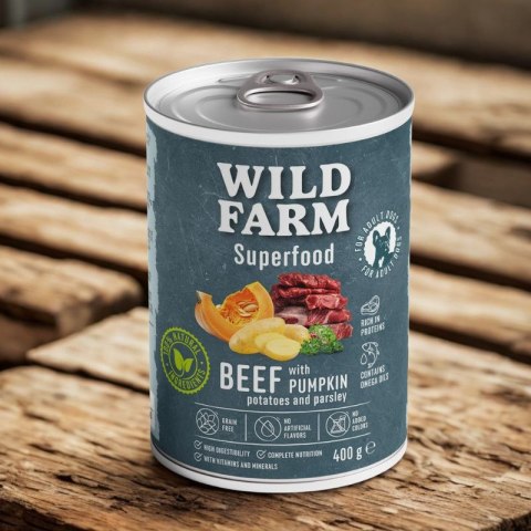 WILD FARM Superfood Beef 400g - Bezzbożowa Karma Dla Psa z Wołowiną