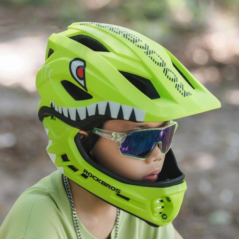 Kask rowerowy Rockbros TT-32003 Shark dziecięcy z odpinaną szczęką rozmiar S (48-52) - zielony