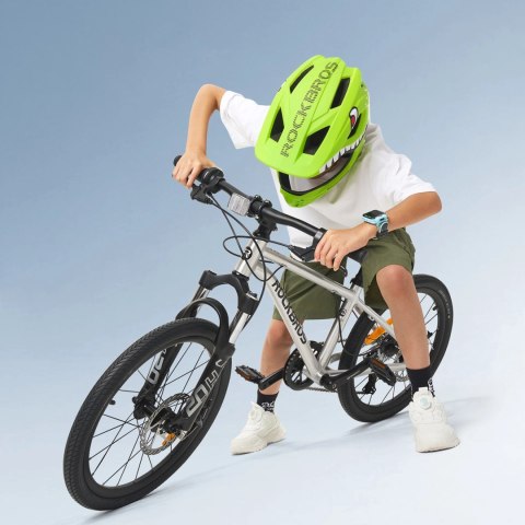Kask rowerowy Rockbros TT-32003 Shark dziecięcy z odpinaną szczęką rozmiar S (48-52) - zielony