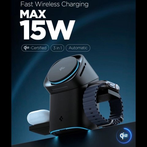 Ładowarka indukcyjna Spigen Essential EF223MS 3w1 QI2 - czarna