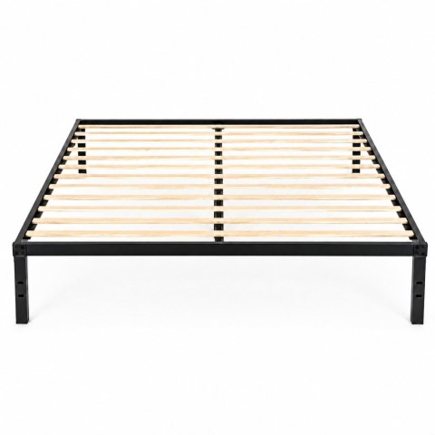 Łóżko metalowe 190x200 cm ze stelażem minimalistyczna czarna rama ModernHome