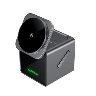 Ładowarka indukcyjna Acefast E34 22,5W 3w1 z wbudowanym kablem na smartfon słuchawki smartwatch - szara