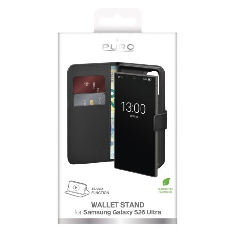 Etui ochronne Puro Eco-Leather Case na Samsung Galaxy S26 Ultra z portfelem - czarne