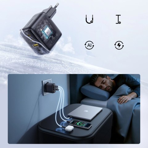 Ładowarka sieciowa Baseus EnerFill FE22 70W 2 x USB-C + USB-A - czarna