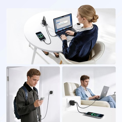 Ładowarka sieciowa Baseus EnerFill FE22 70W 2 x USB-C + USB-A - czarna
